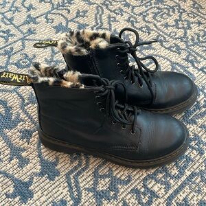 Dr Martens 1460 Serena faux leopard fur leather boots.